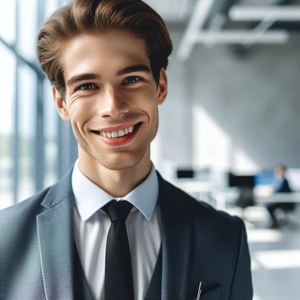 portrait, smiling young man, professional, studio photo