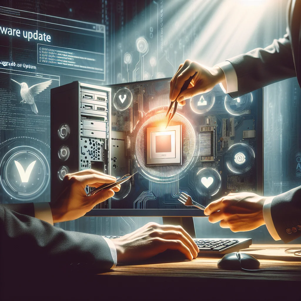 software update, installing OS, upgrade computer, professional hands, modern UI